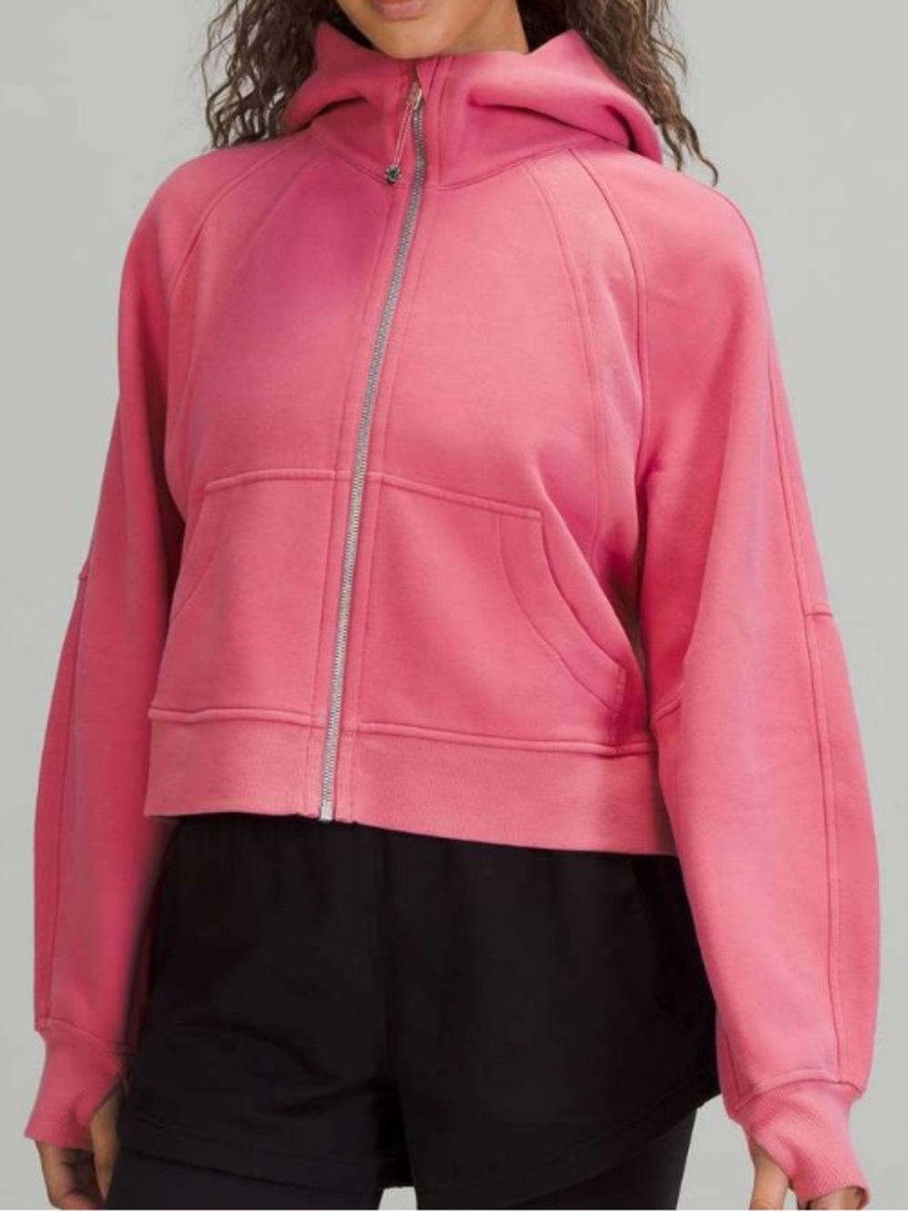 Lululemon Scuba Cropped Zip Hoodie XS/S Coral Pink Cotton Fleece Jacket 2024